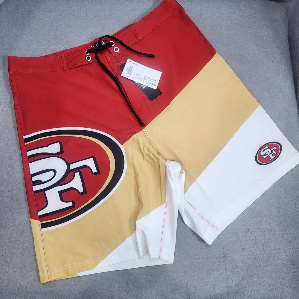 FOCO San Francisco 49ers Board Shorts Red Gold Colorblock NFL Mens Large NWT